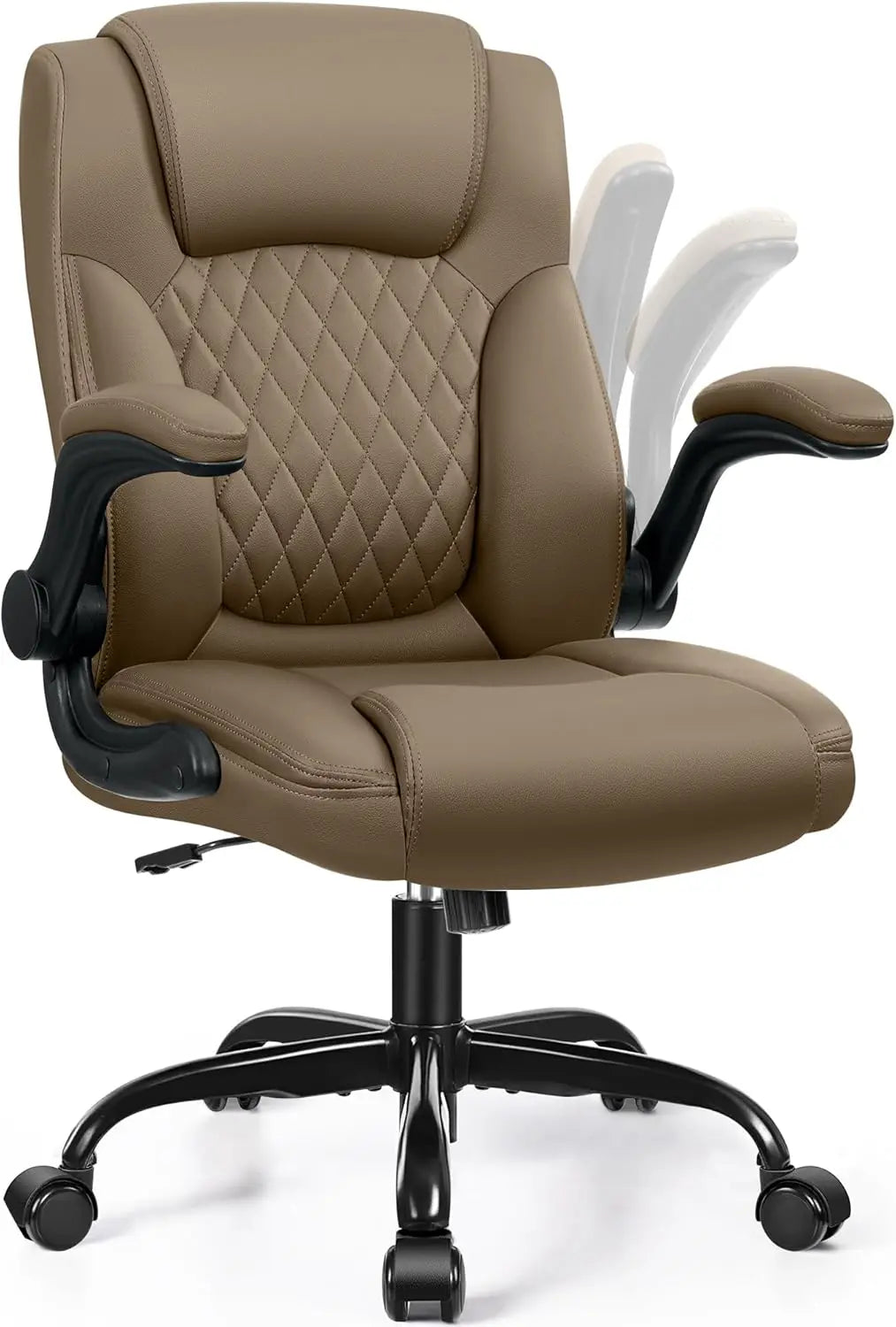 Leather Office Chair, PU Home Computer Desk Chairs with Ergonomic Back Support, 360°Swivel Free, Small Gaming Chair