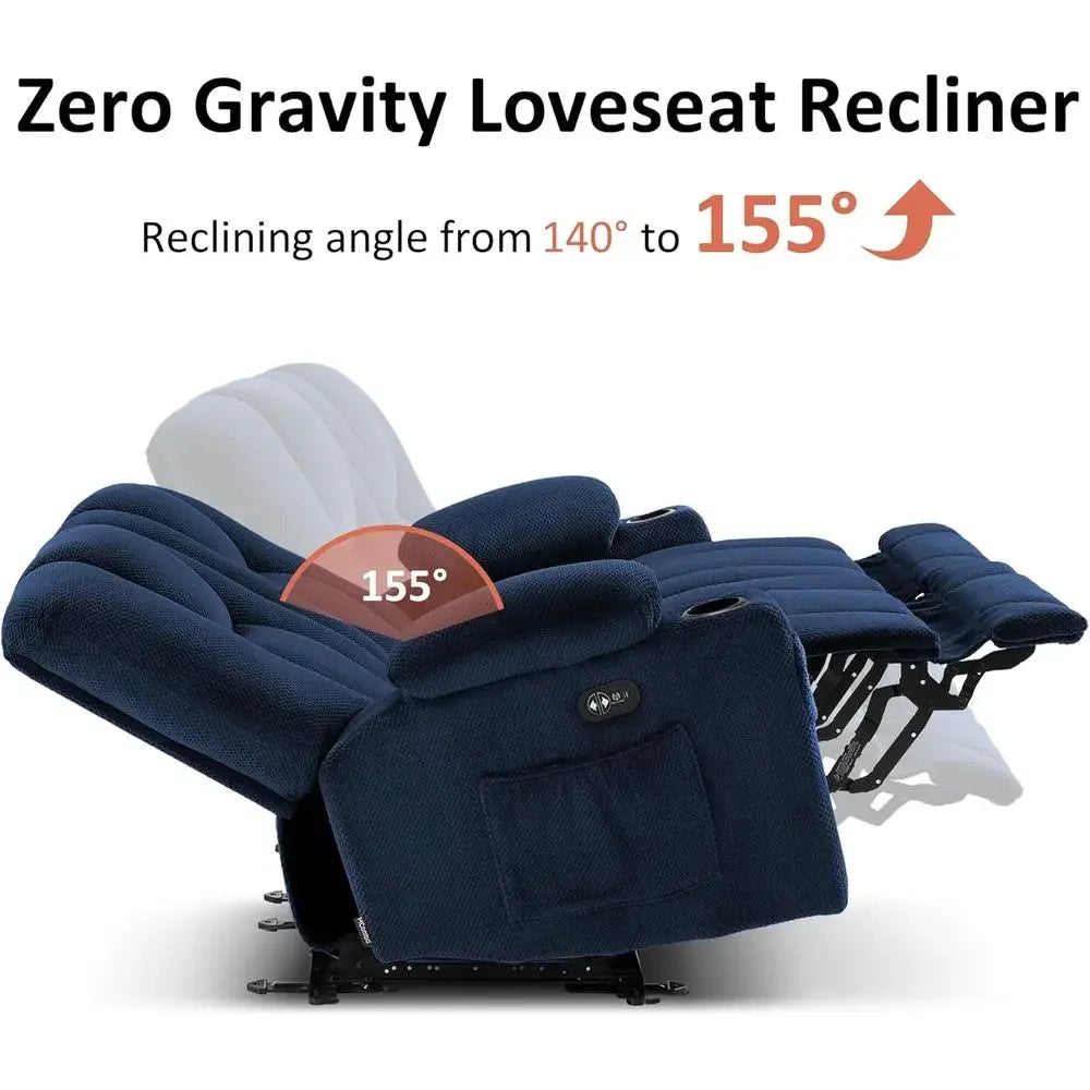 Bestseller3-Seater Reclining Sofa with Heat, Vibration Massage, and Navy Blue Fabric