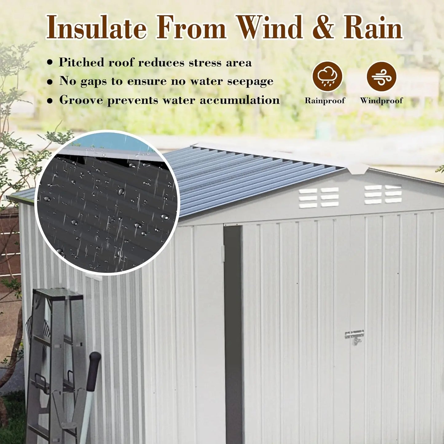 6x3.6FT Storage Shed, Outdoor Galvanized Steel Garden Shed with Lockable Door & Window, Waterproof Metal Tool, Customized