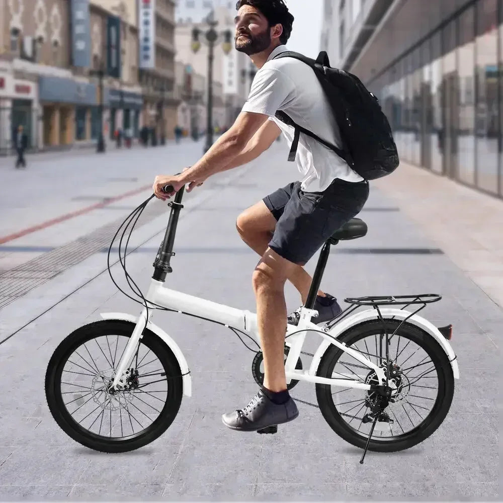 Portable 20" Folding Commuter Bike for Adults - Lightweight 7-Speed City Bicycle | Easy Fold & Carry