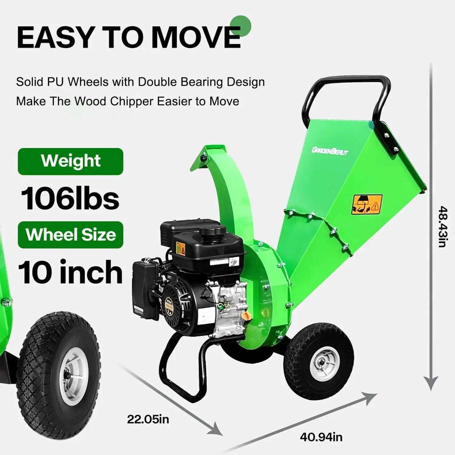 Wood Chipper Shredder, 7HP 212cc Gas Powered Heavy Duty, 3" Max Wood Diameter Capacity. wood chipper  Petrol / Gas