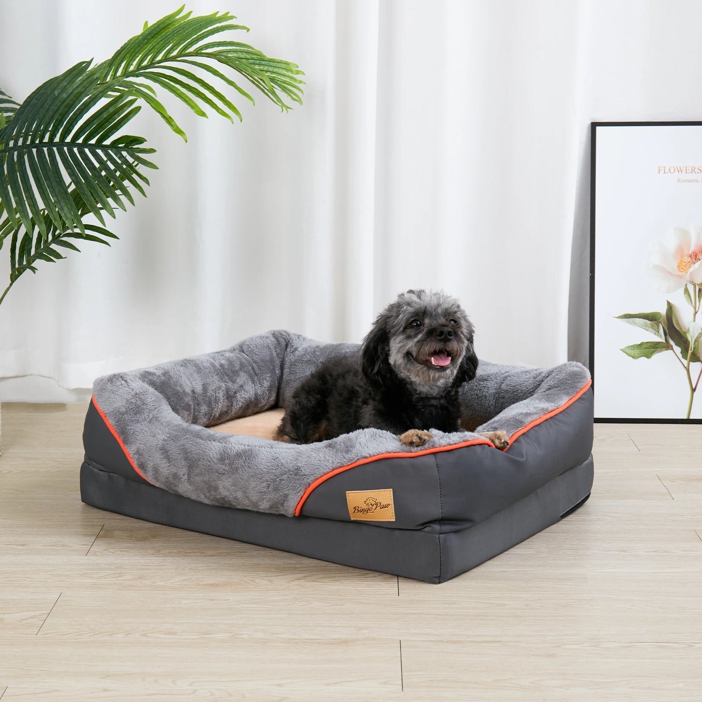 BINGOPAWC Orthopedic Foam Dog Bed With Removable Cover