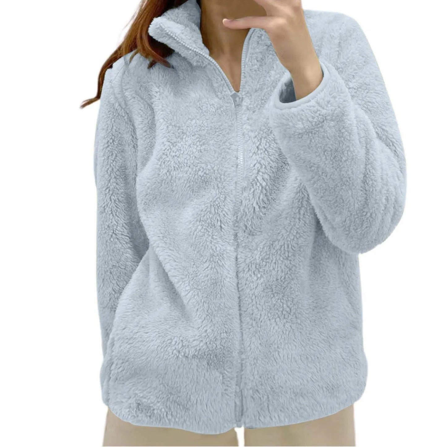 ZOMAXIUJEECN Women Zip Up Fleece Jacket With Pockets