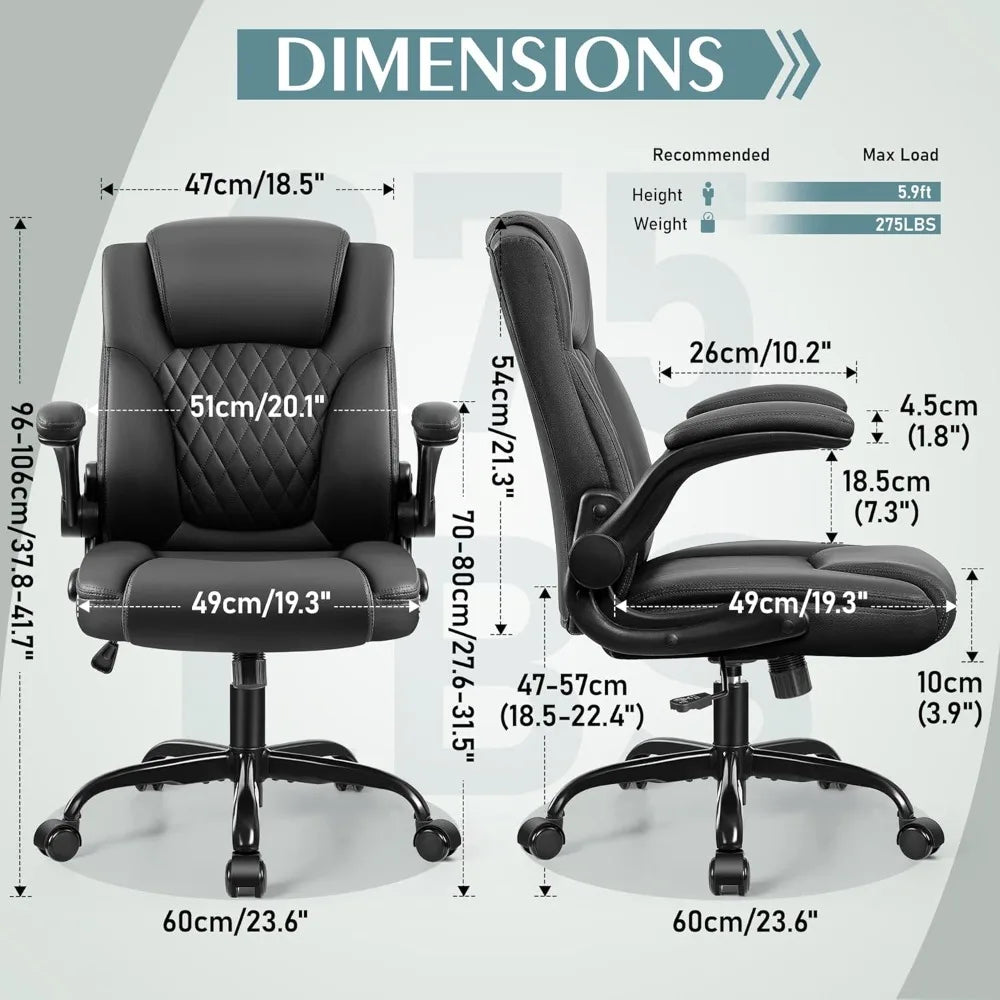 Leather Office Chair, PU Home Computer Desk Chairs with Ergonomic Back Support, 360°Swivel Free, Small Gaming Chair