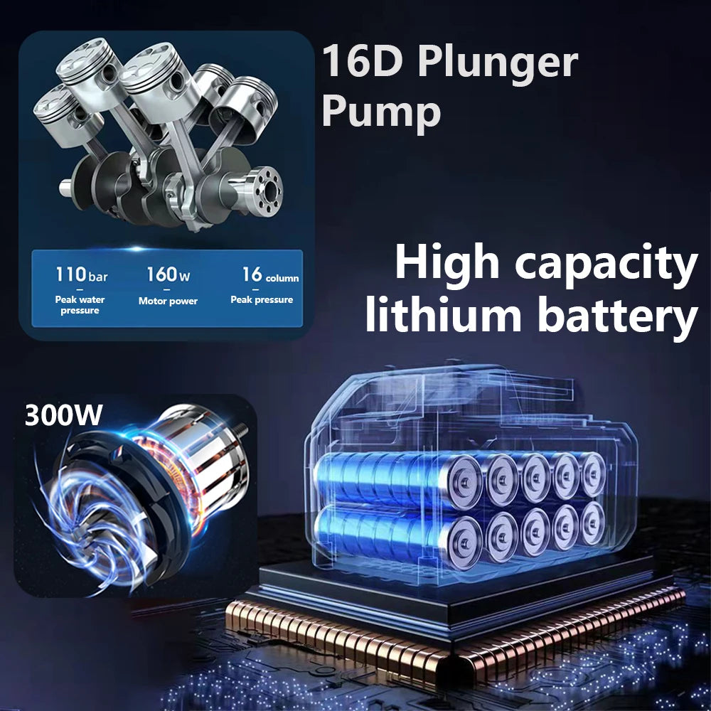 Rechargeable Washing Wireless High Pressure Washer Self Priming Sustain 300W Car Wash Water Gun With Li-ion Battery