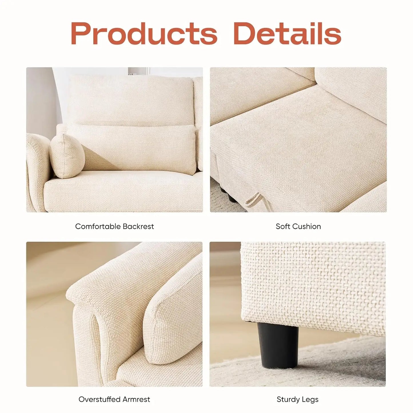 103" Modular Sectional Sofa, L Shaped Modular Sofa with Storage, Comfy Cloud Couch with Movable Ottoman,Deep Seat, Customized