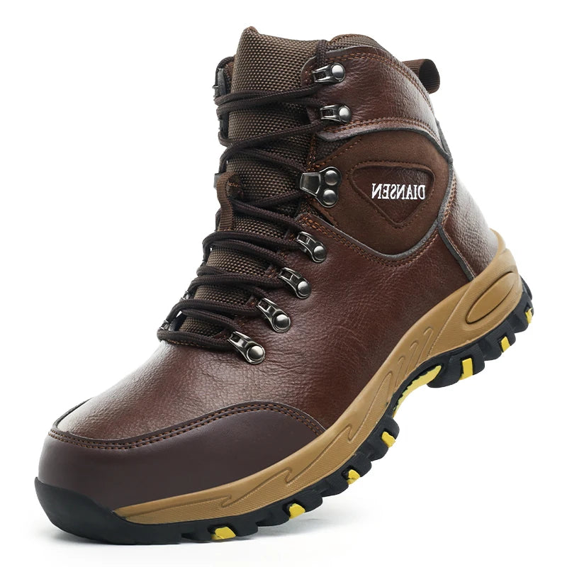 High Top Men Work Shoes Anti-Puncture Anti-smash Work Sneakers Slip Resistant Comfortable Soft Water Resistant Work Hiking Boots