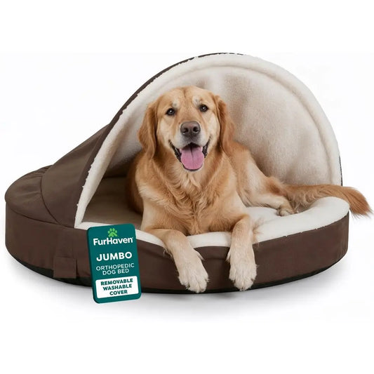 44" Round Orthopedic Dog Bed or Large Dogs w/ Removable Washable Cover, or Dogs Up to 80 lbs - Sherpa & Suede Snery - , 44-inch