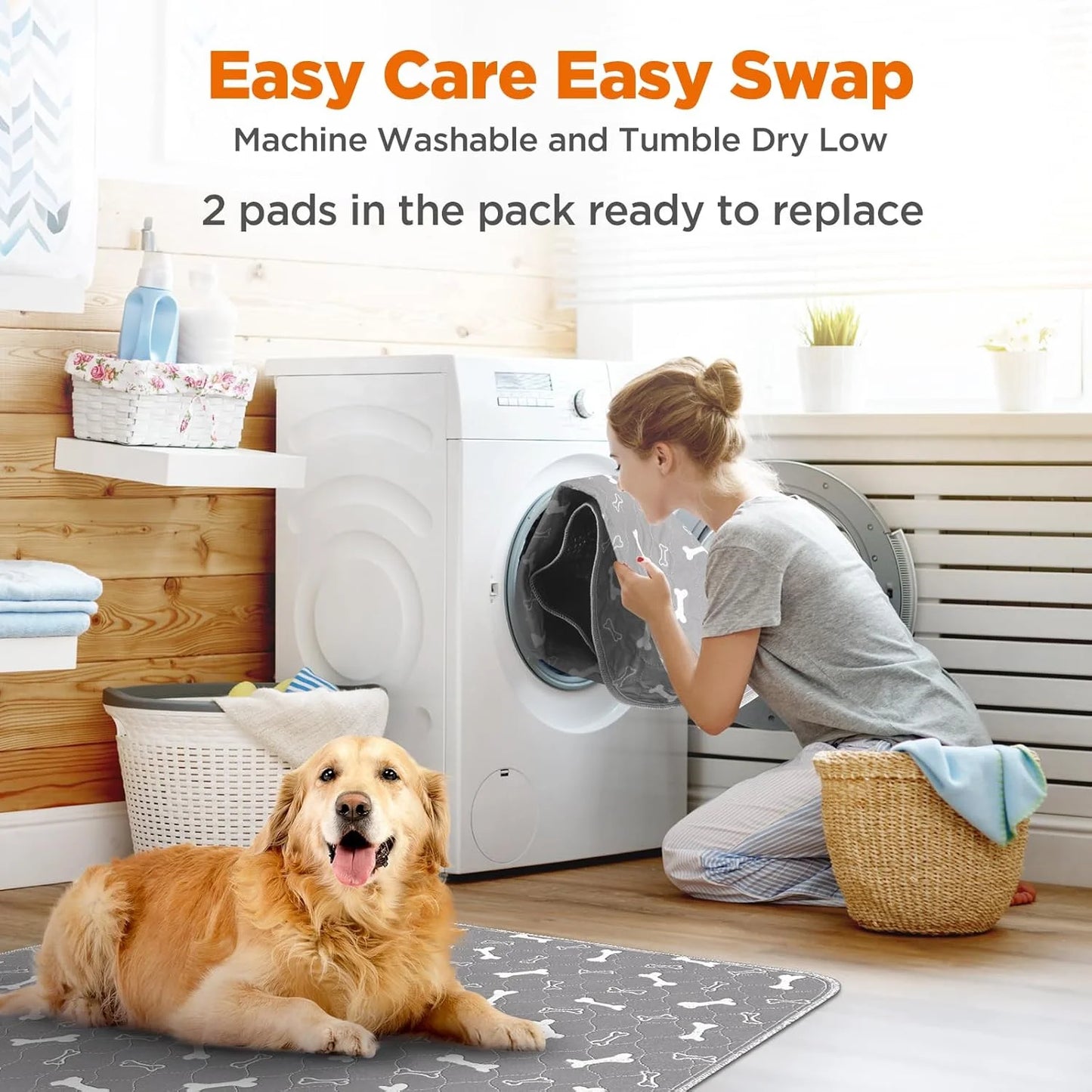 NONEDog Litter Washable Dog Pee Pads Reusable NonSlip Training Pads