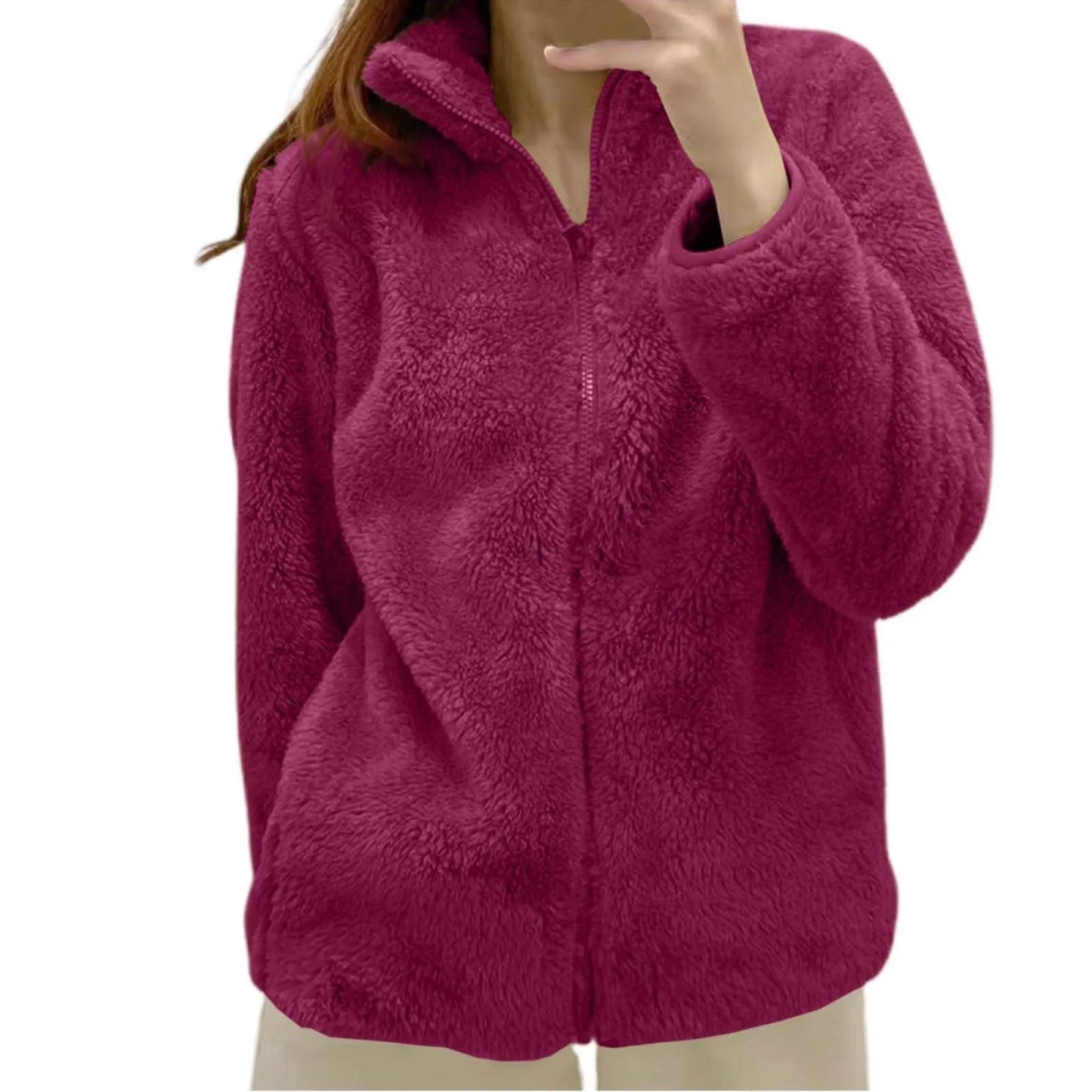 ZOMAXIUJEECN Women Zip Up Fleece Jacket With Pockets