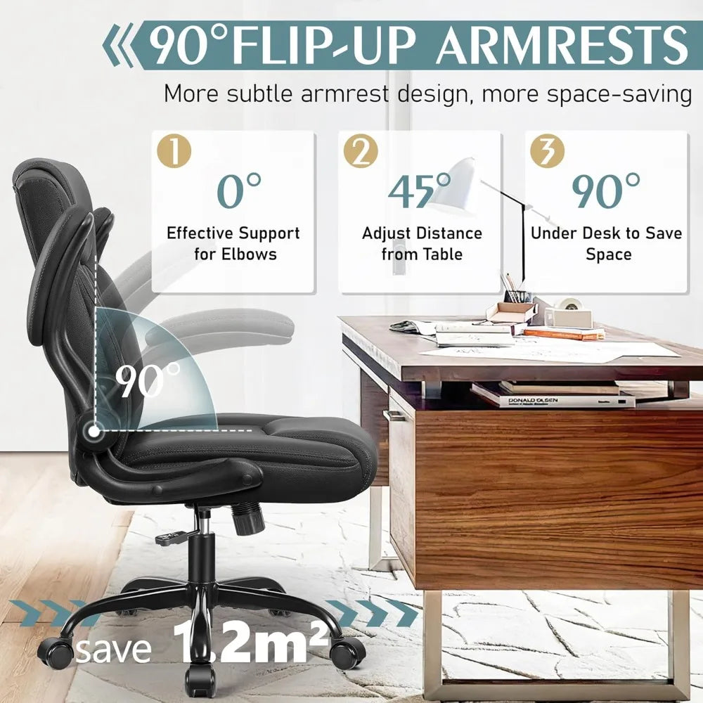 Leather Office Chair, PU Home Computer Desk Chairs with Ergonomic Back Support, 360°Swivel Free, Small Gaming Chair