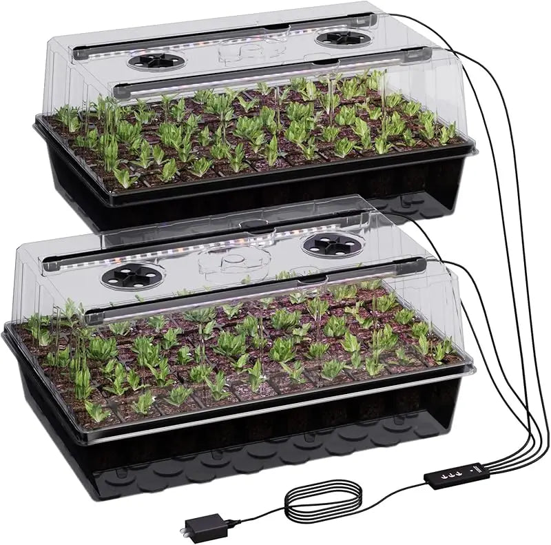 60-Cell Self-Watering Seed Starter Tray with Grow Light & 4.07” Dome, Indoor Seedling Tray for Plant Germination & Growing