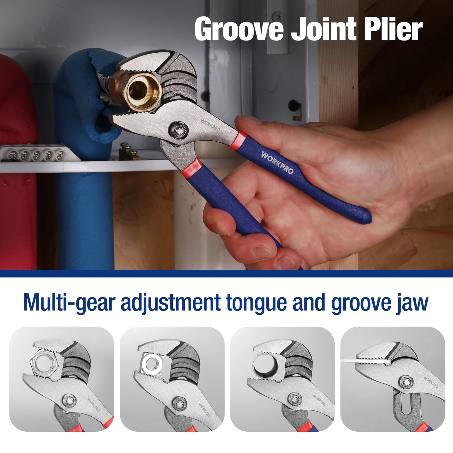 WORKPRO 7-piece  Pliers Set with Groove Joint, Long Nose, Slip Joint, Linesman and Diagonal Pliers for DIY
