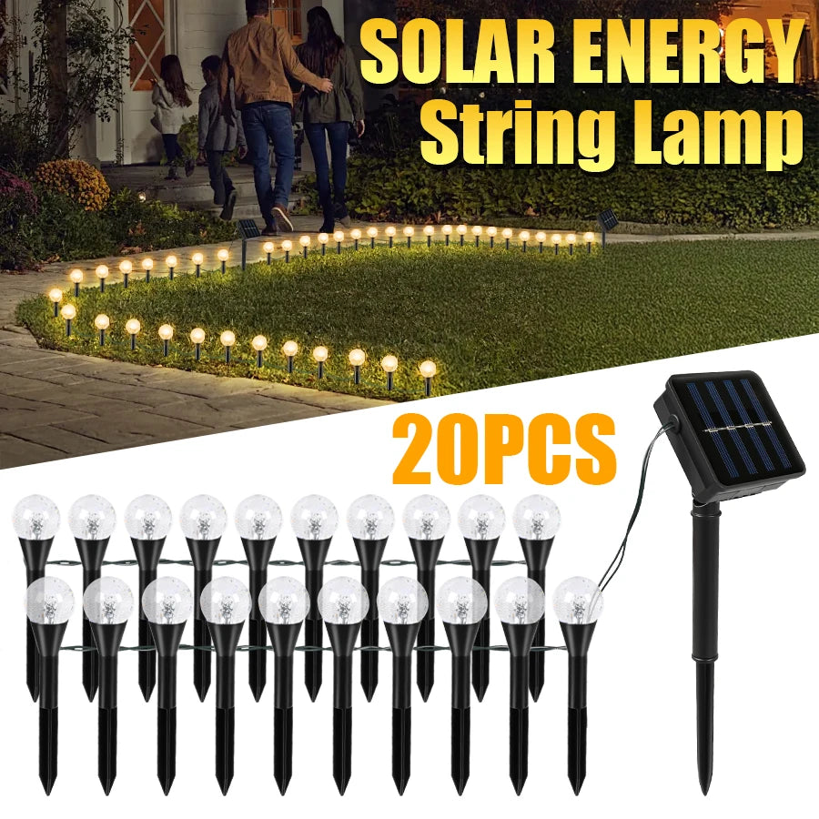 20 in 1 LED Solar String Light 8 Modes Waterproof Garden and Courtyard Lighting for Festive Parties Weddings and Decorative Lamp