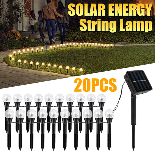 20 in 1 LED Solar String Light 8 Modes Waterproof Garden and Courtyard Lighting for Festive Parties Weddings and Decorative Lamp