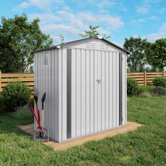 6x3.6FT Storage Shed, Outdoor Galvanized Steel Garden Shed with Lockable Door & Window, Waterproof Metal Tool, Customized