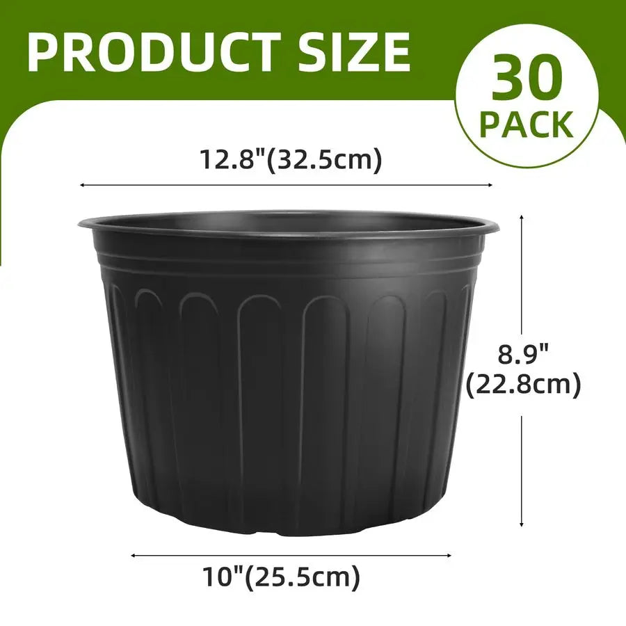 30 Pack 5 Gallon Plastic Nursery Pots,12.8 Inch Thickened Soft Plant Pots with Drainage Holes,Flower Planter Container for Seedl