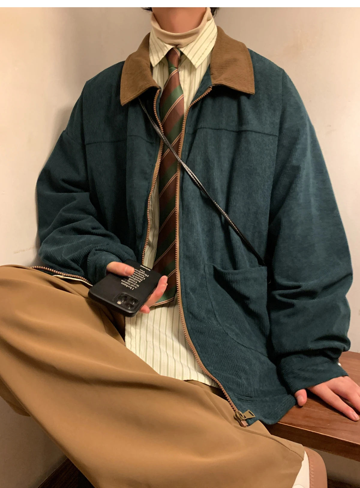 American Style Vintage 2025 Men Bomber Jacket Windbreakers Zipper Coats Autumn Loose Cargo Outwear