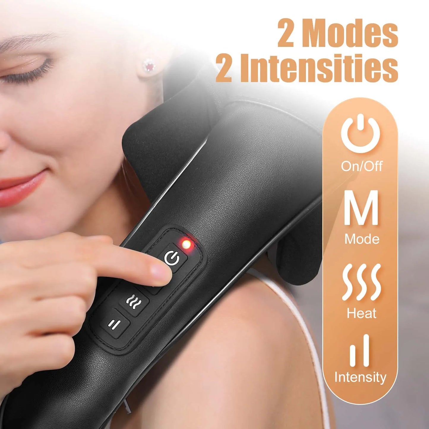 Masgre Shiatsu Back Neck Massager Cordless Shoulder Massager with Heat Electric Deep Tissue 3D Kneading Massage Pillow