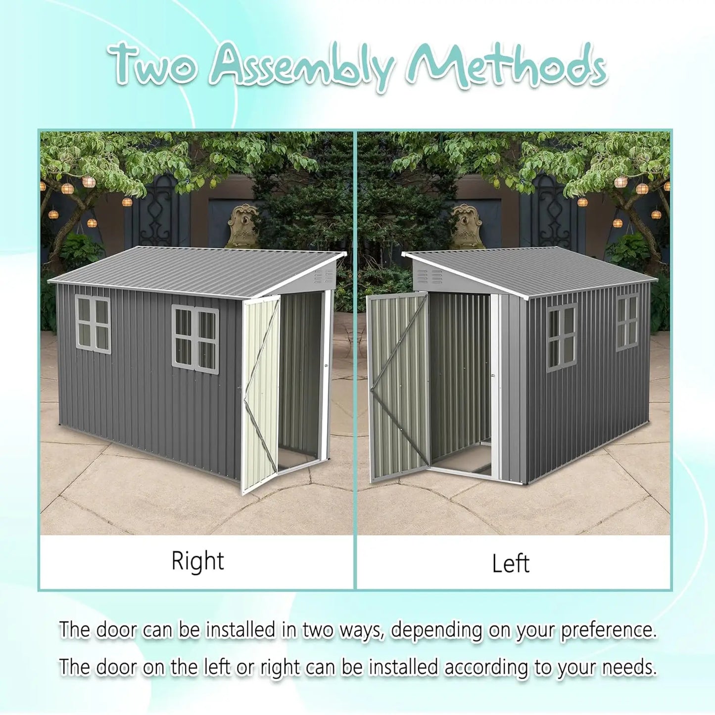 4x10FT Metal Shed with Floor Frame, Lean to Shed with 2 Windows, Outdoor Storage Shed for Garden Backyard Patio,, Customized