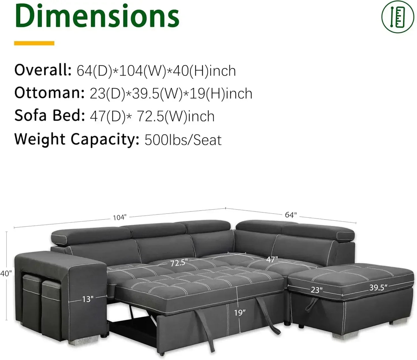 Best-selling discounted priceLimited-time discount price104'' Microfiber L Shaped Sectional Sleeper Sofa Couch with Pull Out Bed