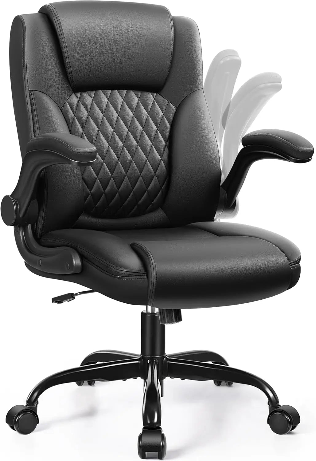 Leather Office Chair, PU Home Computer Desk Chairs with Ergonomic Back Support, 360°Swivel Free, Small Gaming Chair