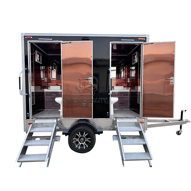 2 Station Prefab House Portable Toilet Trailer Shower Rooms  Camping Mobile Toilet Trailer Luxury Restroom Trailer