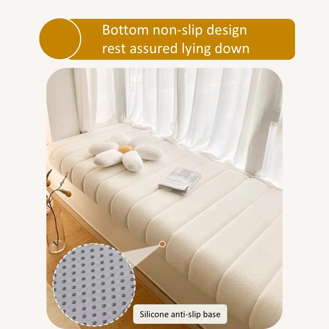 Customized Teddy Waterproof Fabric Sofa cushion Bay Window Pad bed head cushions 50DHigh-Density Sponge Cushion Non-Slip Cushion