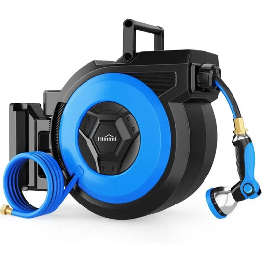 Hot-sellingRetractable Garden Hose Reel, 5/8" x 90FT Automatic Retractable Water Hose Reel Wall Mount, with 10- Function Sprayer