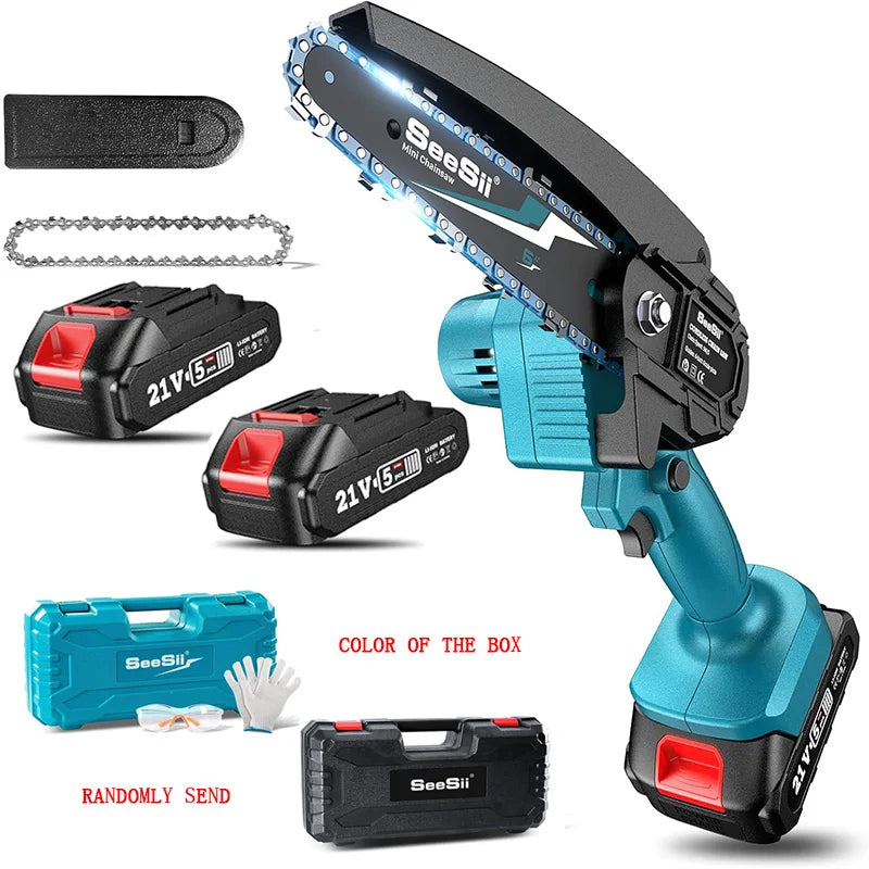 Seesii Cordless Mini Chainsaw With Dual Batteries For Tree Trimming
