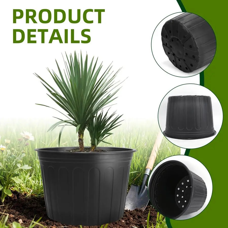 30 Pack 5 Gallon Plastic Nursery Pots,12.8 Inch Thickened Soft Plant Pots with Drainage Holes,Flower Planter Container for Seedl