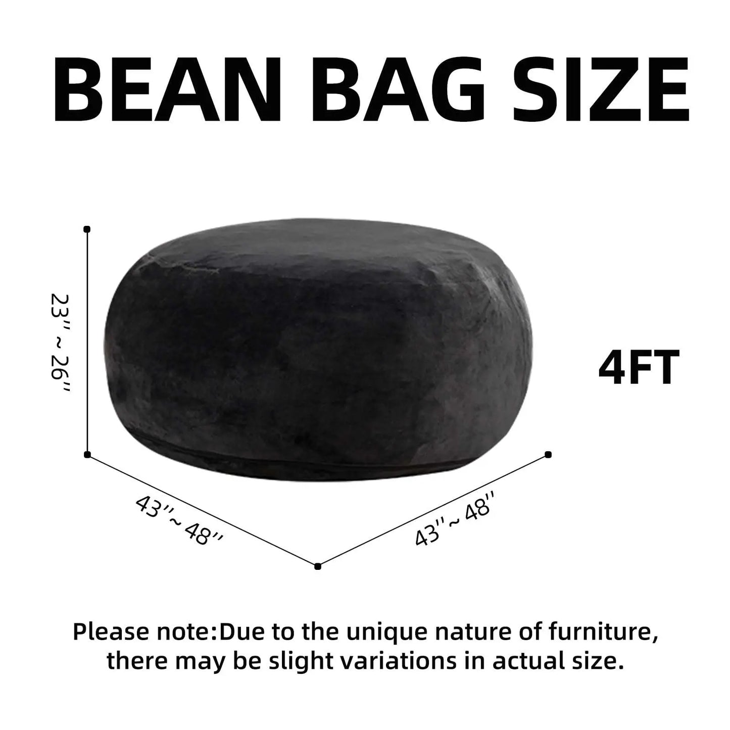 Bean Bag Chair - 5' Giant Memory Foam Lounge Chair with Soft Microfiber Cover – Cozy Furniture for Living Room, Dorm, & Kids' Ro