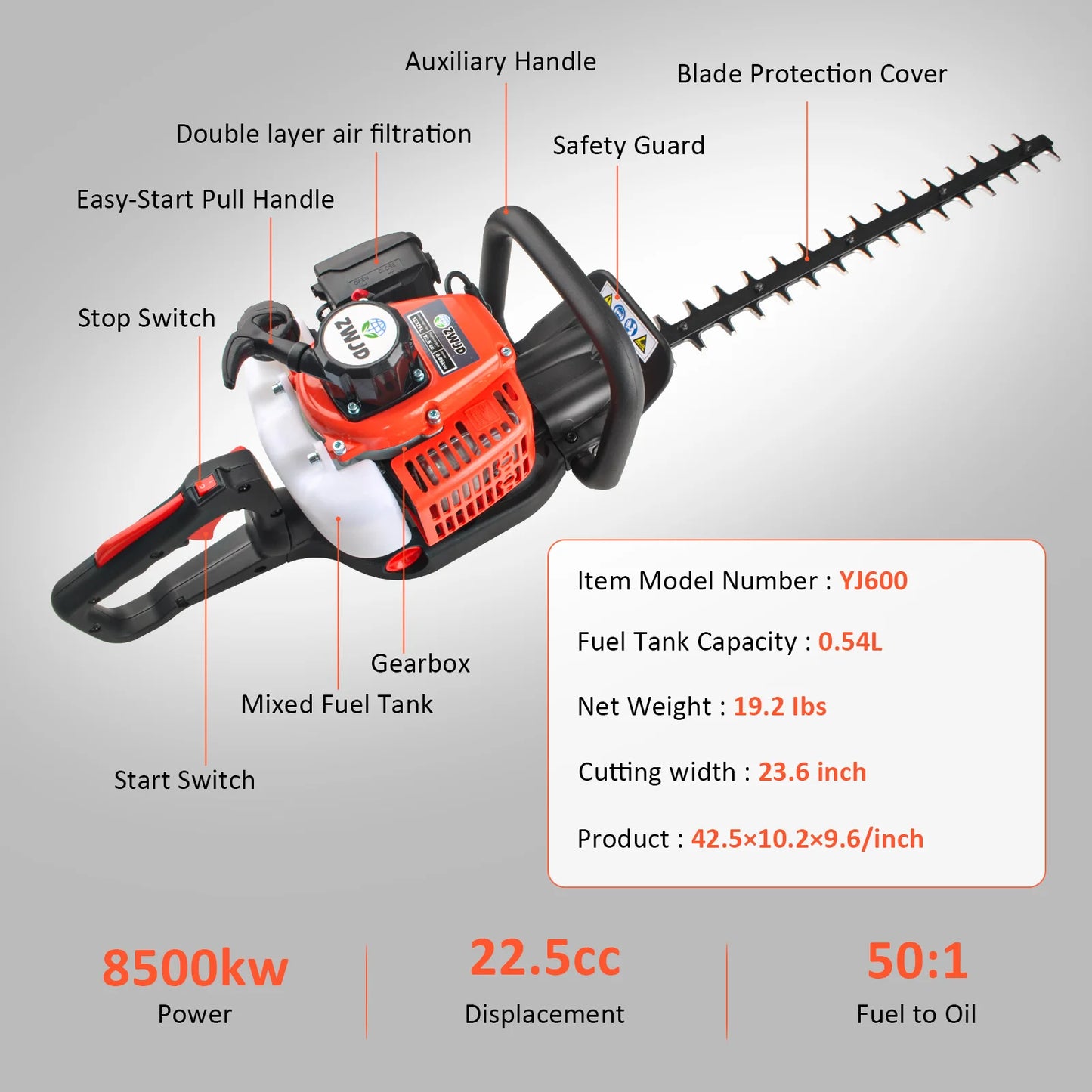 Hedge Trimmer Bush Trimmer, Lightweight & Compact Trimmer