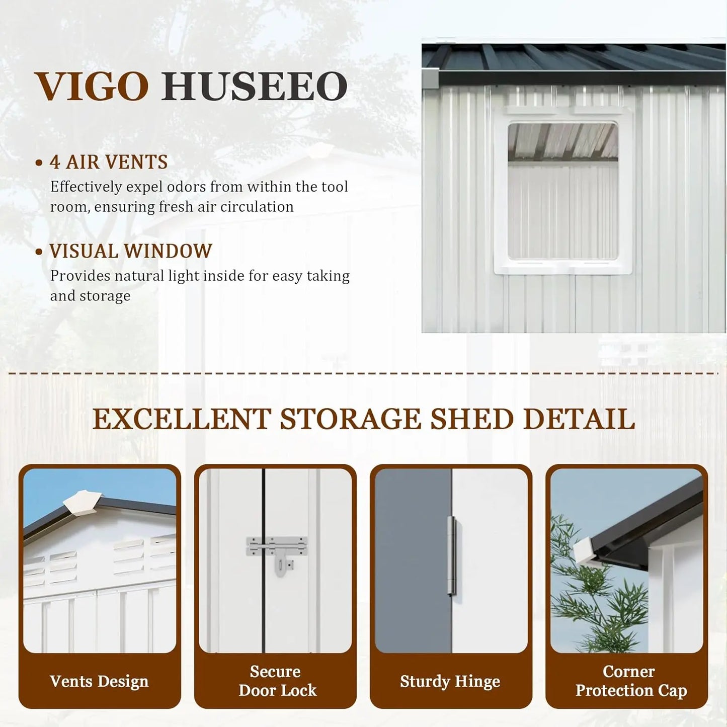 6x3.6FT Storage Shed, Outdoor Galvanized Steel Garden Shed with Lockable Door & Window, Waterproof Metal Tool, Customized