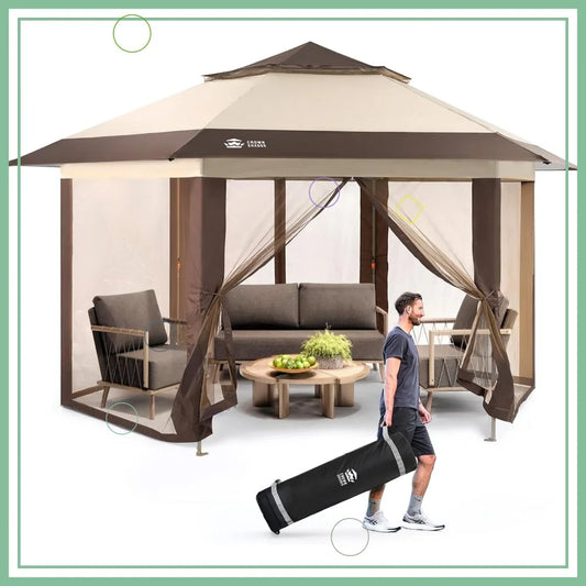 12x12 Pop Up Gazebo with Mosquito Net, Patented Lock, UV Resistant Canopy Tent for Patio Party