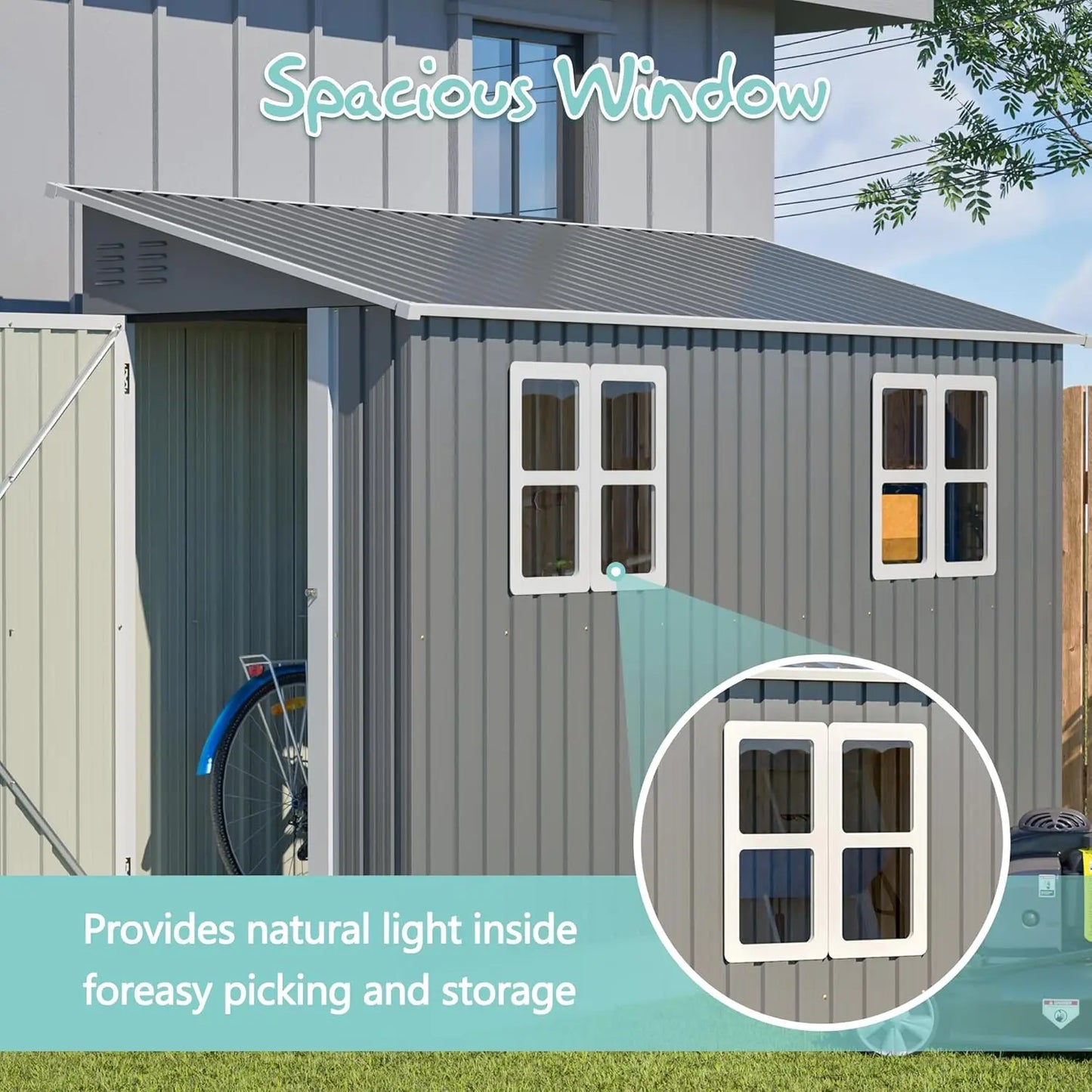 4x10FT Metal Shed with Floor Frame, Lean to Shed with 2 Windows, Outdoor Storage Shed for Garden Backyard Patio,, Customized