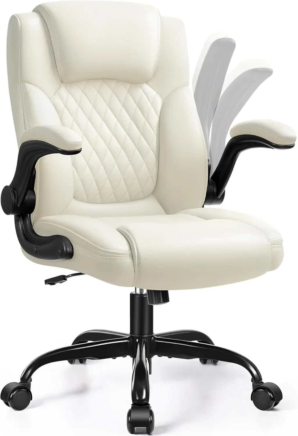 Leather Office Chair, PU Home Computer Desk Chairs with Ergonomic Back Support, 360°Swivel Free, Small Gaming Chair