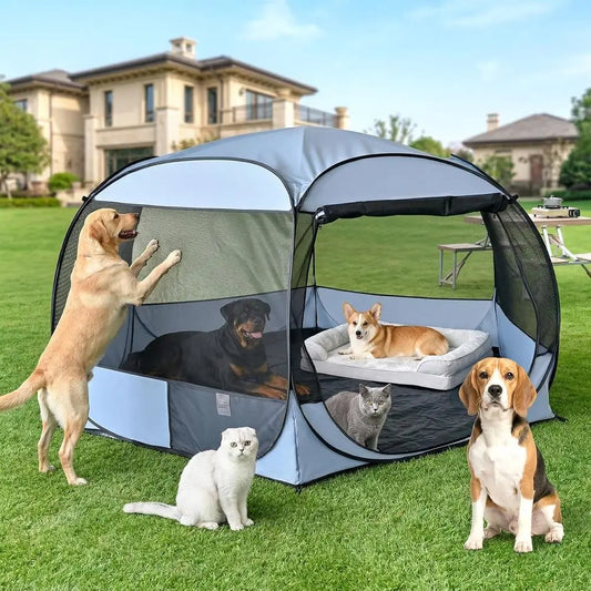 XXLarge up Portable Dog Houses, 10'x4.8'H Assembly-ree Gazebo-Style Kennel Dog Playpen Pet Sn Tent Sun Shade Shelter, Dog Crates