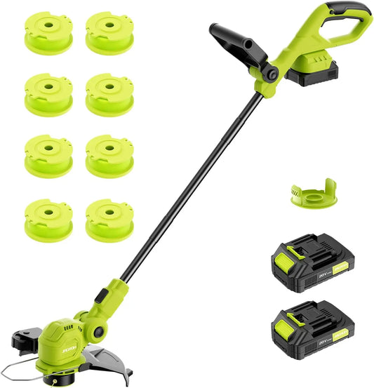 12-Inch Cordless String Trimmer with Auto Line Feed, 2 Batteries & Charger for Lawn Care