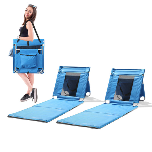 Foldable Beach Lounger Lightweight Beach Mat Lounge Chair with Breathable Mesh Back Cooler Pocket for Tanning Relaxing