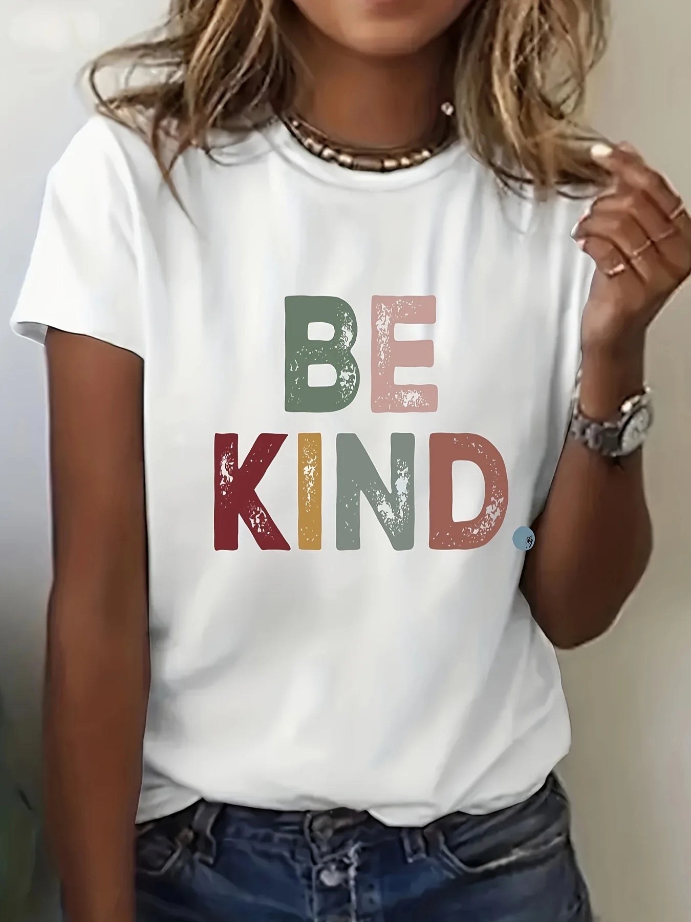 Fashionable Women's Graphic Print T Shirt Short Sleeve Crew Neck