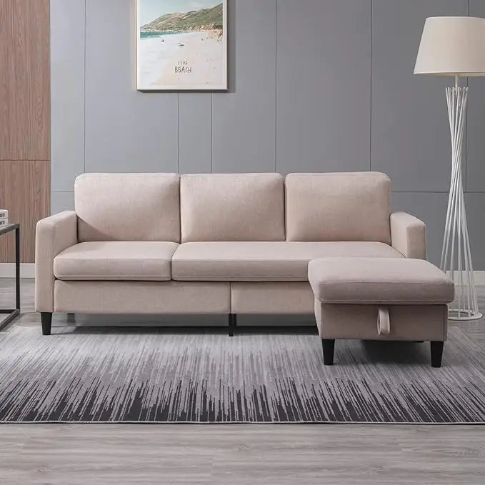 78" Convertible Sectional Sofa Couch for Living Room, L-Shaped Couch with Storage Ottoman, 3-Seat Sofas with Reversible Chaise