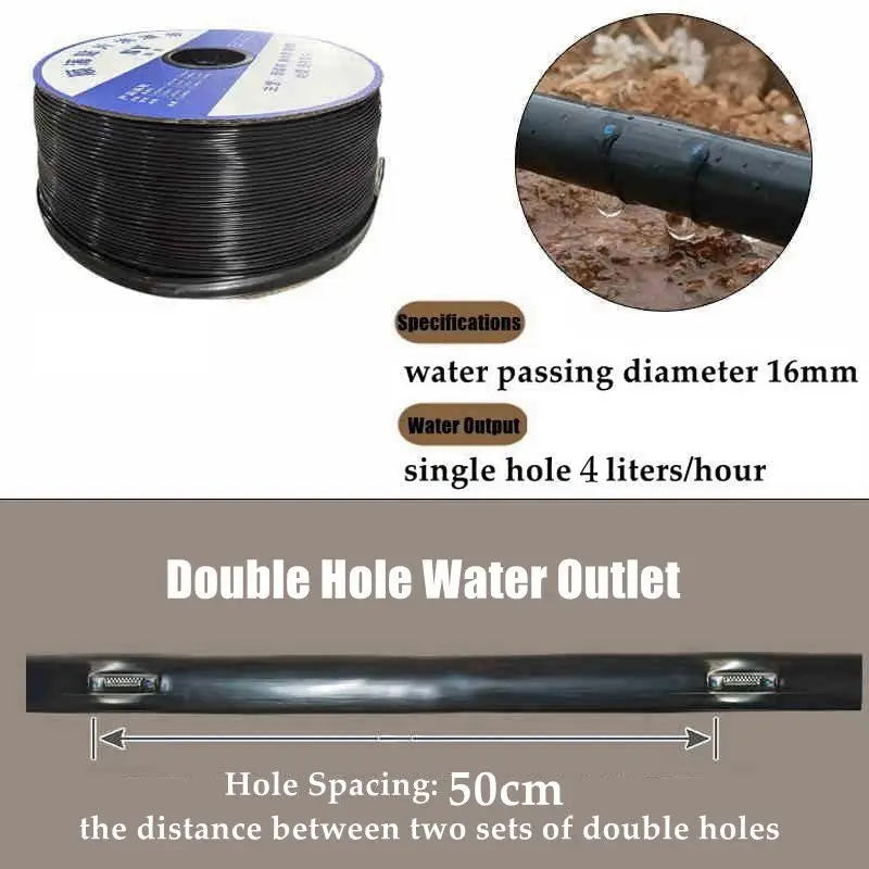 20-100M 16mm 0.2mm Thickness Drip Irrigation Tape Hole Space 10~50cm Soaker Greenhouse Farm Watering Hose Patch Tape Hose