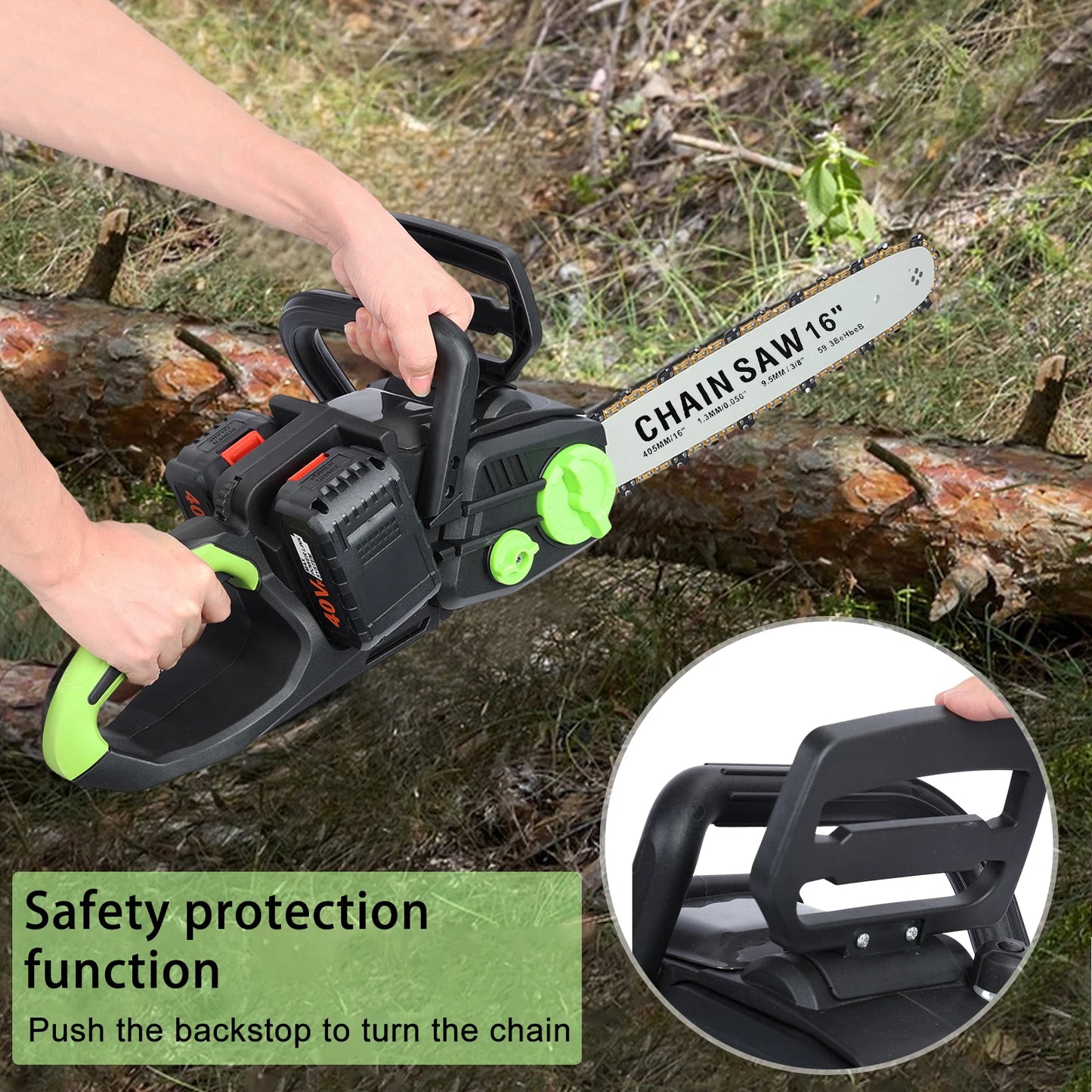 Battery Powered Chainsaw with 2 x 4Ah Batteries, Auto-Lubrication Chain Saw for Tree Felling, Pruning, Logging and Firewood