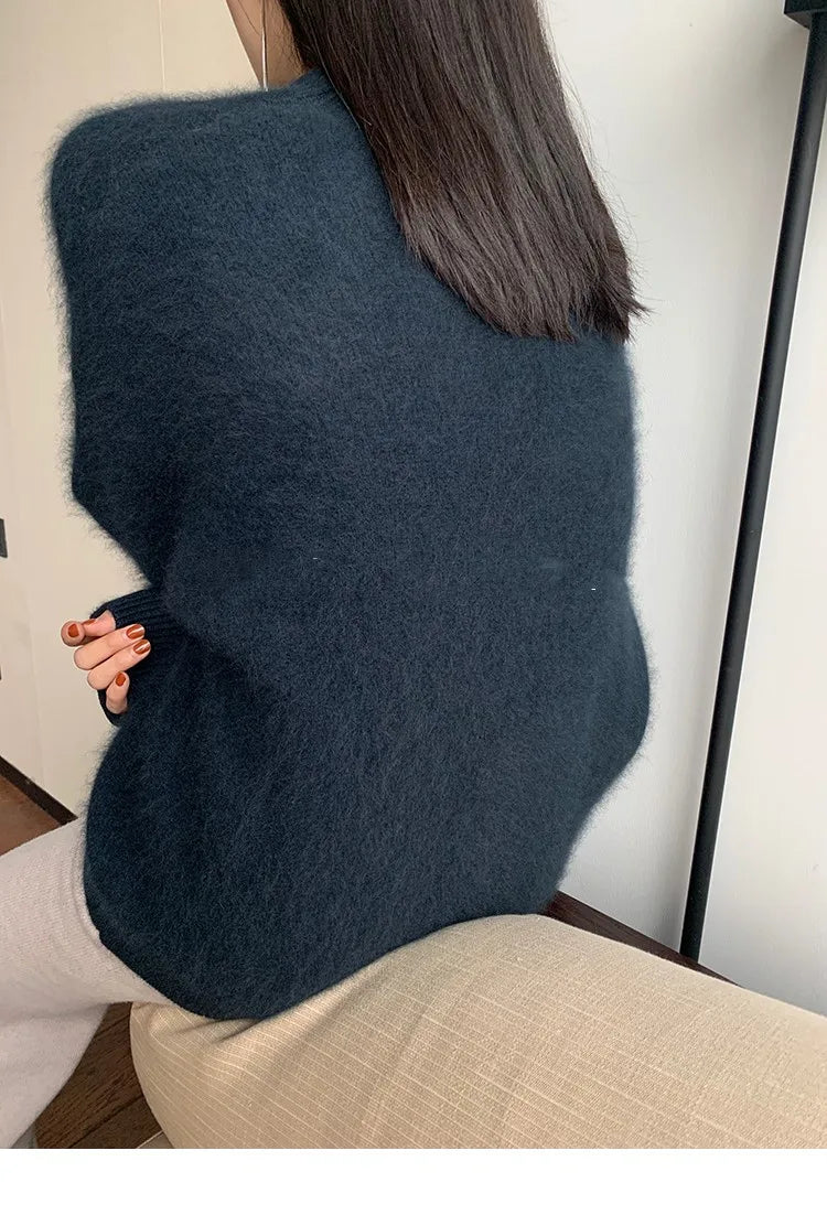 Mink Cashmere Sweater Women's Winter 2025 New Style Loose And Lazy Outside Wear Sweater Pullover JNS008