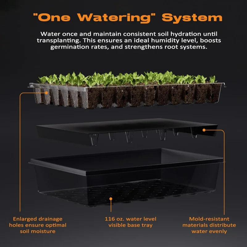 60-Cell Self-Watering Seed Starter Tray with Grow Light & 4.07” Dome, Indoor Seedling Tray for Plant Germination & Growing