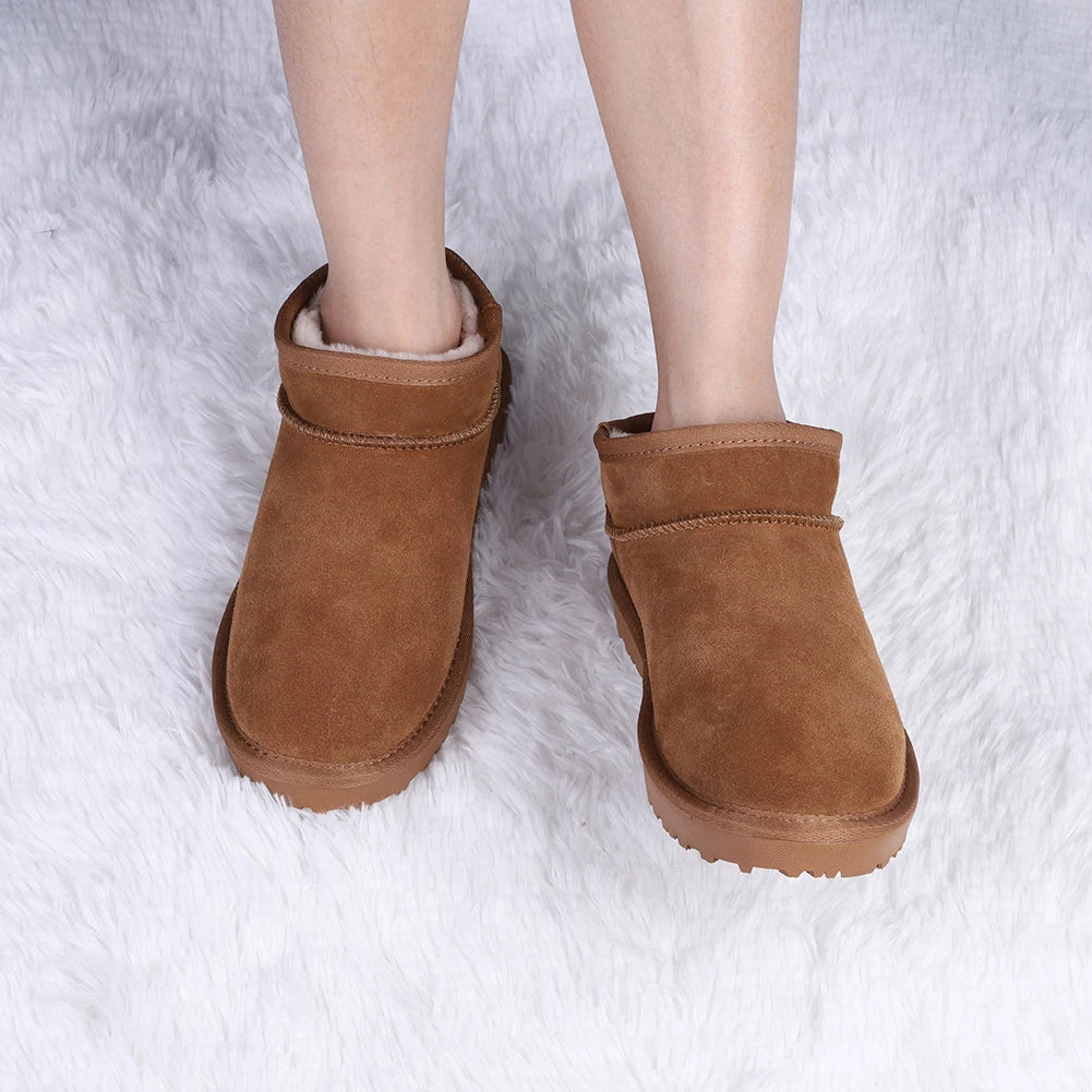 Shunmaii Women Snow Boots Waterproof Slip-On With Faux Fur Lining