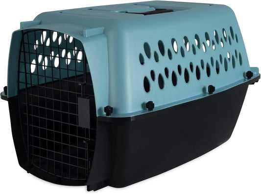Portable Pet Crate for Small Dogs 10-20 lbs, Airline-Friendly Carrier with Durable Plastic Shell, Light Blue