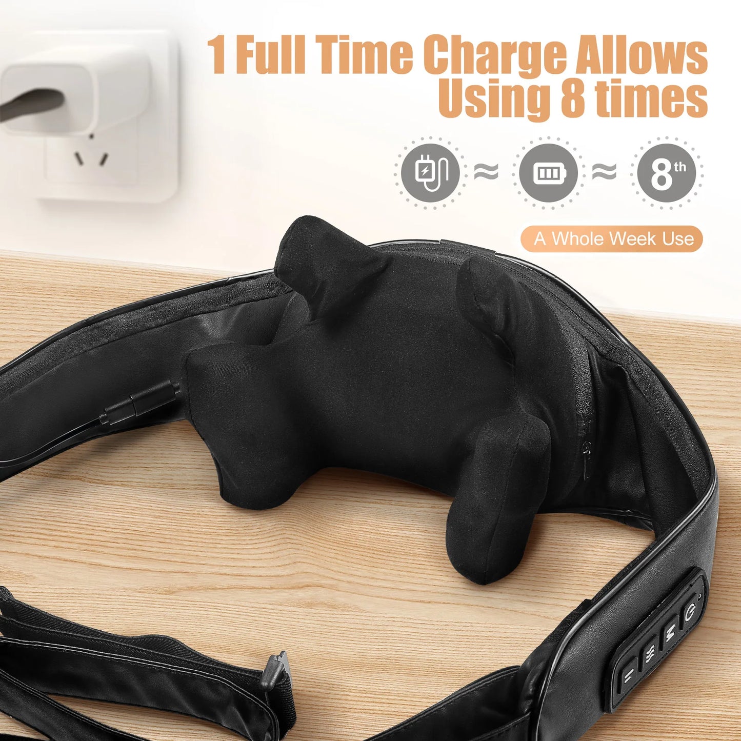 Masgre Shiatsu Back Neck Massager Cordless Shoulder Massager with Heat Electric Deep Tissue 3D Kneading Massage Pillow