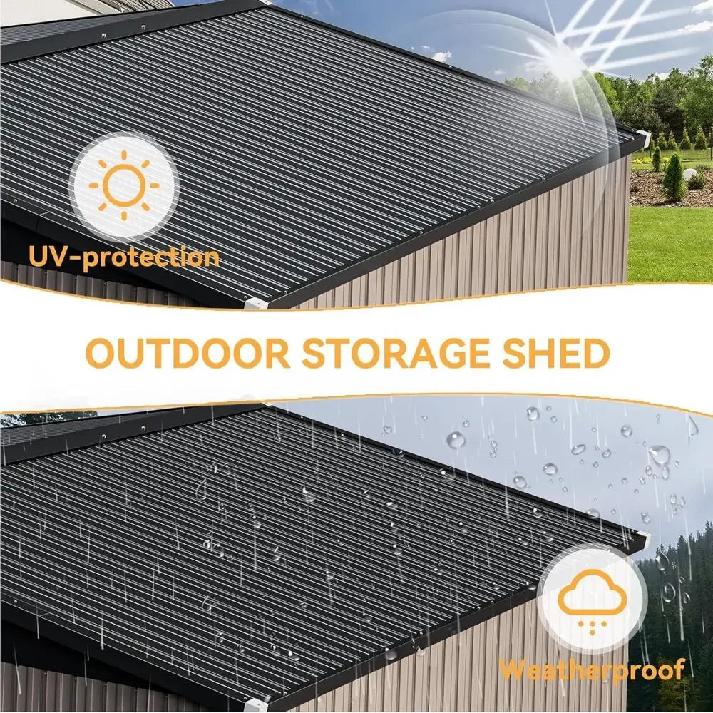 10 x 12FT Outdoor Storage Shed with Double Hinged Large Door Utility Garden Shed with Lockable Door amp Sloped Roof Metal Sheds